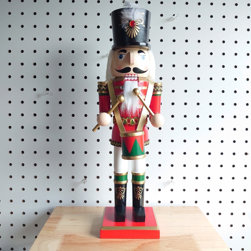 Clever Creations Red Drummer 14 Inch Traditional Wooden Nutcracker, Festive Chri